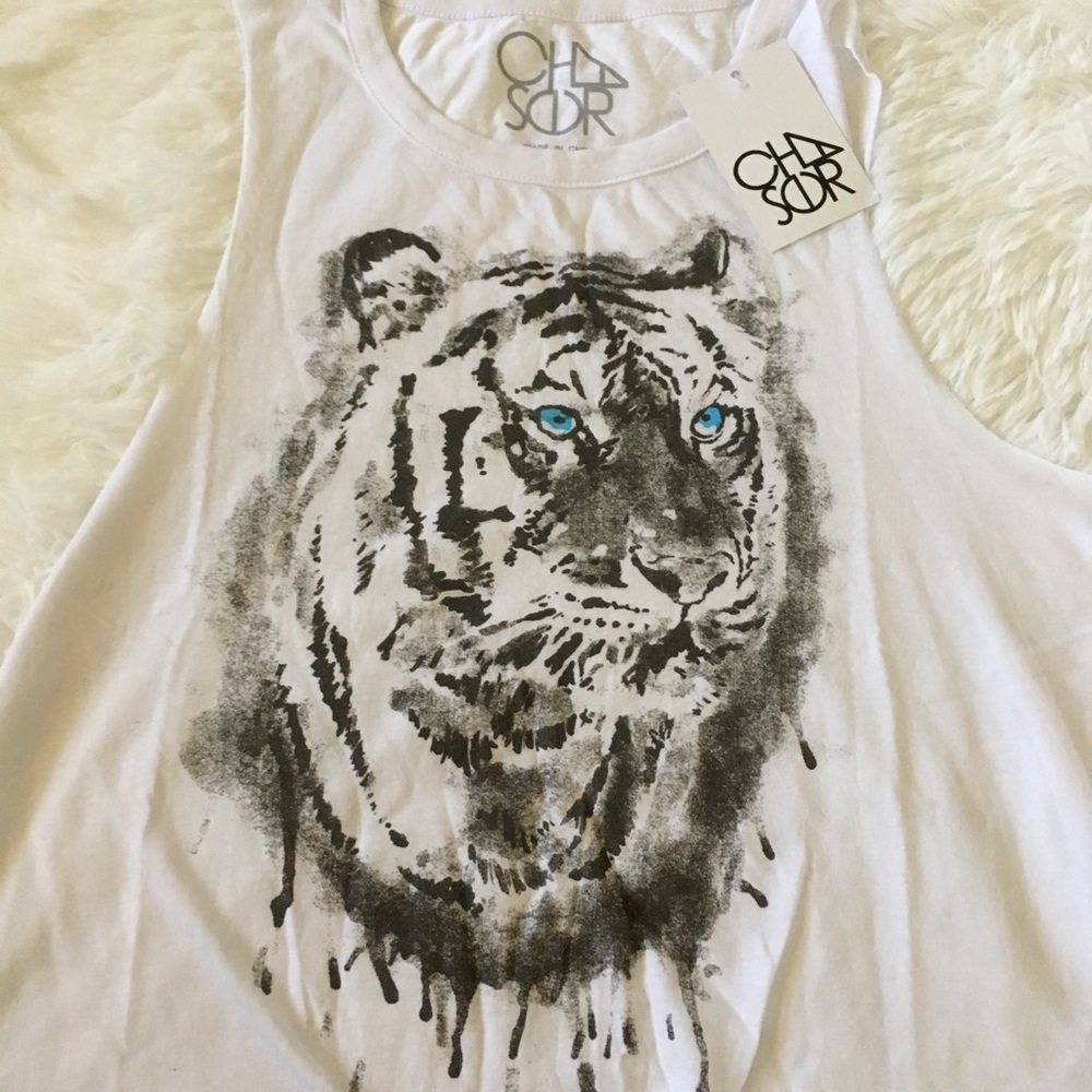 NWT Chaser sleeveless tiger graphic T-shirt - Picture 4 of 7
